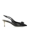 Elisabetta Franchi Women's Nappa Leather Slingback With Satin Bow Sandal In Black