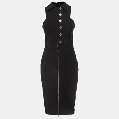 Pre-owned Elisabetta Franchi Black Stretch Crepe Zipper Midi Dress M