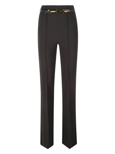 Elisabetta Franchi Black Stretch-design Crepe Trouser