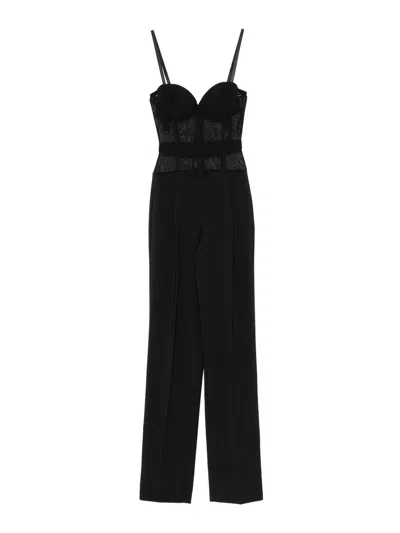 ELISABETTA FRANCHI BLACK STRETCH JUMPSUIT