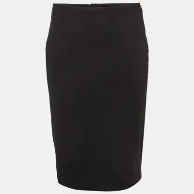 Pre-owned Elisabetta Franchi Black Stretch Nylon Semi Sheer Panel Skirt L
