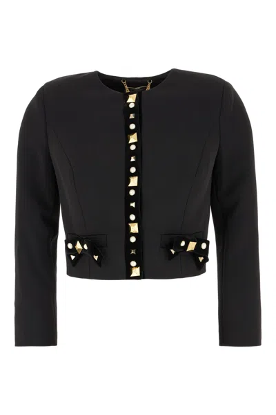 Elisabetta Franchi Black Stretch Polyester Jacket In 110