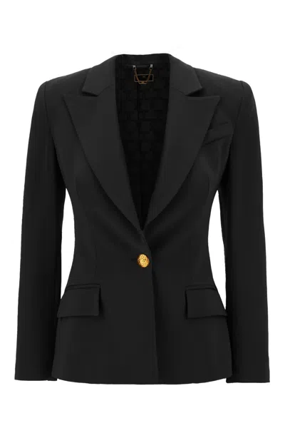 ELISABETTA FRANCHI BLACK STRETCH VISCOSE BLAZER