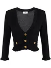 ELISABETTA FRANCHI ELISABETTA FRANCHI BLACK SWEATER WITH GOLDEN BUTTON DETAILS