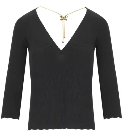 ELISABETTA FRANCHI ELISABETTA FRANCHI BLACK SWEATER WITH NECKLACE