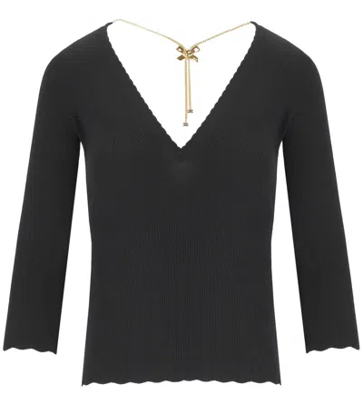 ELISABETTA FRANCHI BLACK SWEATER WITH NECKLACE