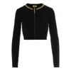 Elisabetta Franchi Diamond Knit Cardigan With Black Jewel Detail In Black