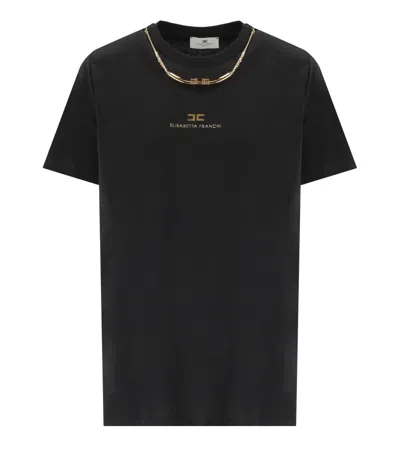 Elisabetta Franchi Black T-shirt With Jewel