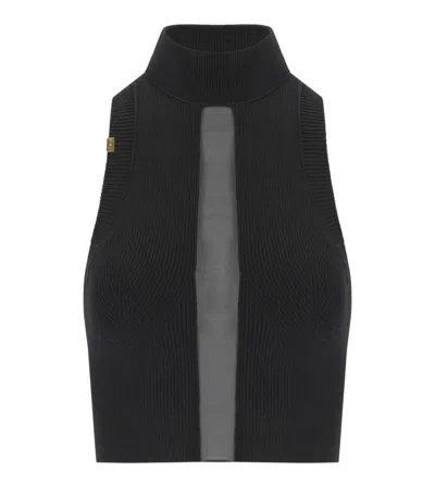 ELISABETTA FRANCHI BLACK TOP WITH TULLE