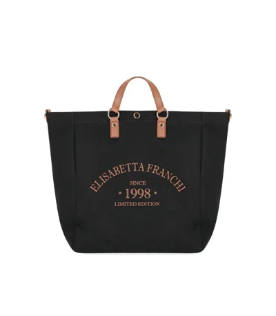 Elisabetta Franchi Black Tote Bag With Logo