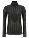 Elisabetta Franchi Knit Sweater With Long Sleeves And High Neck In Black