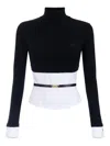 Elisabetta Franchi Layered Turtleneck Sweater With Shirt-style Base In Black