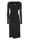 Elisabetta Franchi Black V-neck Midi Dress With Metallic Accents In Black