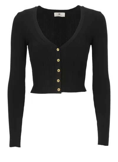 ELISABETTA FRANCHI ELISABETTA FRANCHI BLACK VISCOSE BLEND CARDIGAN