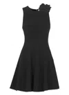 Elisabetta Franchi Floral-charm Crepe Mini Dress In Black