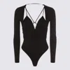 Elisabetta Franchi Long-sleeve Ruched Bodysuit In Black