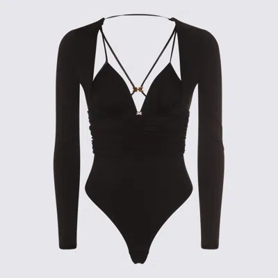 ELISABETTA FRANCHI BLACK VISCOSE BODYSUIT
