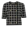 Elisabetta Franchi T-shirt With Geometric Pattern And Gold Buttons In Black