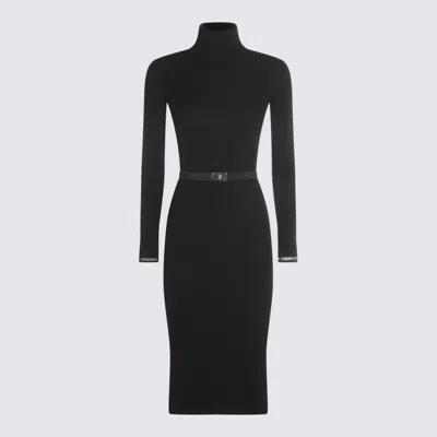 Elisabetta Franchi Black Viscose Midi Dress