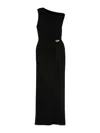 Elisabetta Franchi Draped One-shoulder Dress With Side Slit In Blue