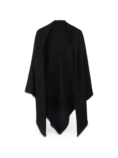 Elisabetta Franchi Black Wool Cape Outerwear