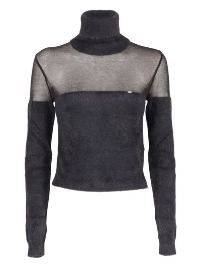 Elisabetta Franchi Black Wool Sweater In Blue
