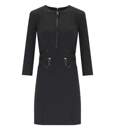 Elisabetta Franchi Black Zipped Dress In Blue