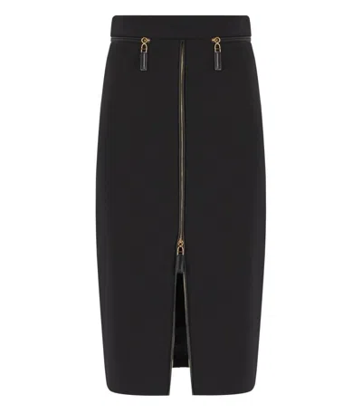 Elisabetta Franchi Black Zipped Midi Skirt