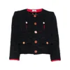 Elisabetta Franchi Cropped Tweed Jacket In Black