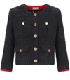 Elisabetta Franchi Cropped Tweed Jacket In Black