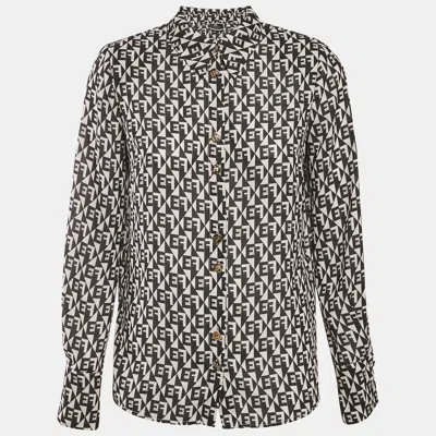 Pre-owned Elisabetta Franchi Black/white Diamond Print Crepe Shirt S