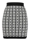 Elisabetta Franchi Logo Pattern Jacquard Skirt In Nero/burro In Black
