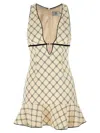 Elisabetta Franchi Lozenge Mini Dress In Blackwhite