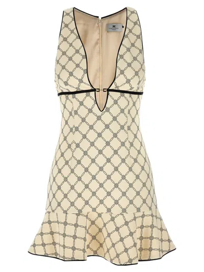 ELISABETTA FRANCHI BLACKWHITE LOZENGE MINI DRESS