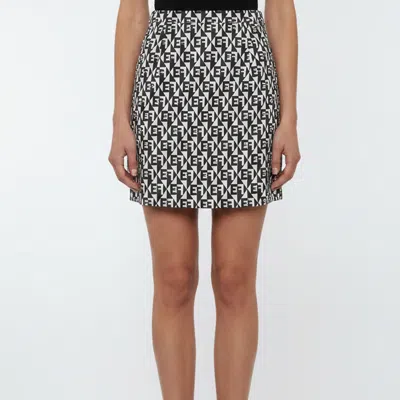 Pre-owned Elisabetta Franchi Black/white Monogram Stretch Crepe Gonna Mini Skirt S
