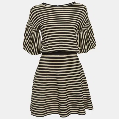 Elisabetta Franchi Black/white Striped Knit Short Dress