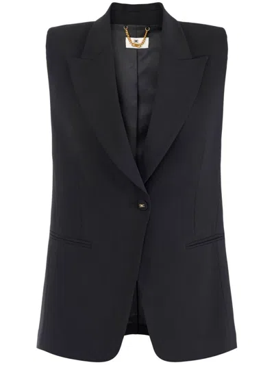 Elisabetta Franchi Blanded Wool Vest In Black