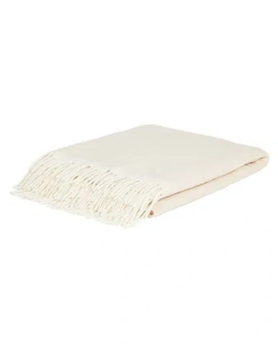 Elisabetta Franchi Blanket Or Cover Cream Size - Wool, Polyamide In Neutral