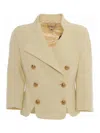 Elisabetta Franchi Textured Double-breasted Tailored Jackets In Blue