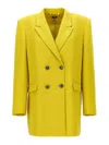Elisabetta Franchi Logo Button Double-breasted Blazer In Yellow