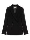 Elisabetta Franchi Double-breasted Jacket With Belted Waist In Black