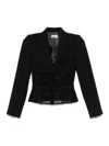 Elisabetta Franchi Tailored Blazer With Sheer Tulle Panels In Black