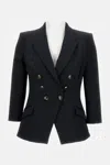 Elisabetta Franchi Tailored Blazer With Padded Shoulders And Peak Lapels In Black