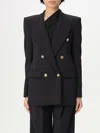 Elisabetta Franchi Crepe Double Breasted Blazer In Black