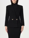 Elisabetta Franchi Black Double-breasted Blazer With Golden Buttons In Black
