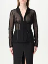 Elisabetta Franchi Collar Tailored Transparent Jacket In Black