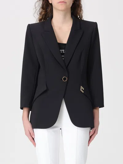Elisabetta Franchi Black Single Breasted Blazer With Logo