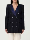 Elisabetta Franchi Pinstripe Satin-lapel Blazer In Blue