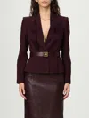 Elisabetta Franchi Satin-lapel Crepe Jacket In Brown