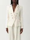 Elisabetta Franchi Blazer Doppiopetto  In Misto Lino In White